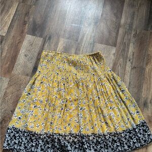 Max Studio Yellow and Black Floral A-Line Skirt